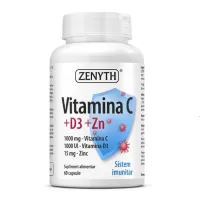 Vitamina C +D3 +Zn, Zenyth, 60 capsule