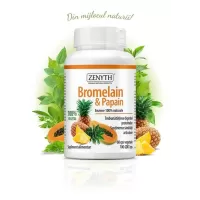 Enzime digestive Bromelain si Papain, 60 cps, Zenyth