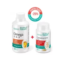 Omega 3-6-9, Pachet 90 cps + Coenzima Q10 15 mg, 30 cps, Rotta Natura