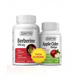 Berberina 500 mg + Otet din cidru de mere, Pachet 60 capsule + 60 capsule, Zenyth