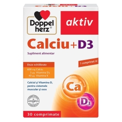 Calciu + D3 pentru oase si muschi, Doppelherz, 30 comprimate