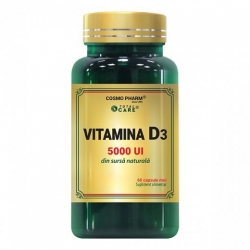 Vitamina D3 5000 UI, 60 capsule, Cosmopharm