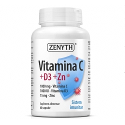 Vitamina C +D3 +Zn, Zenyth, 60 capsule