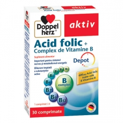 Acid Folic Complex de Vitamina B, 30 comprimate