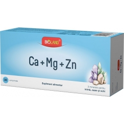 Bioland Calciu Magneziu Zinc, 30 comprimate