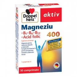 Magneziu 400 + Vitamina B1+B6+B12 + Acid folic, 30 comprimate