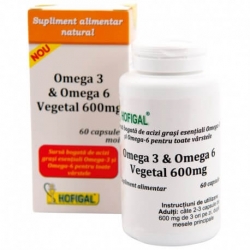 Omega 3 si Omega 6 vegetal 600mg, 60 capsule, Hofigal