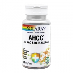 AHCC plus NAC & Beta Glucan, Secom, 30 tablete - Solaray