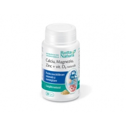 Calciu Magneziu Zinc + Vit. D2 naturala, 30 cps, Rotta Natura