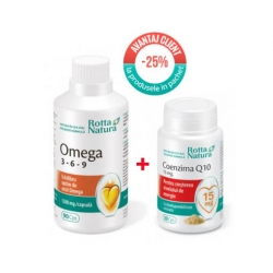 Pachet Omega 3-6-9, 90 cps + Coenzima Q10 15 mg, 30 cps, Rotta Natura