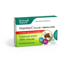 Vitamina C Naturala + Seleniu si Zinc, 30 cpr, Rotta Natura