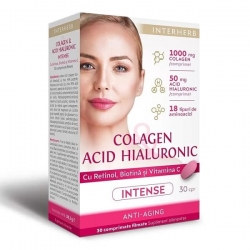 Colagen si Acid Hialuronic Intense, 30 comprimate, Interherb