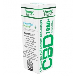 Ulei Ozonat de Canepa CBD 1000 mg Full Extract + Turmeric 200 mg, 10 ml, HempMed