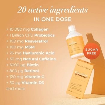 Colagen lichid Morning Glow cu Acid hialuronic, Swedish Collagen, 500 ml