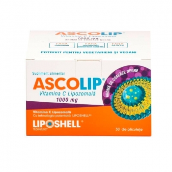 Vitamina C Lipozomala 1000 mg (coacaze), Ascolip, 30 plicuri