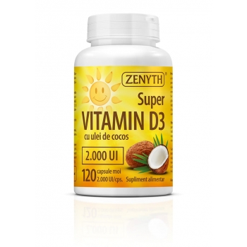 Super Vitamina D3 2000UI, Pachet 120 + 30 capsule, Zenyth