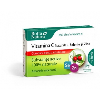 Vitamina C Naturala + Seleniu si Zinc, 30 cpr, Rotta Natura