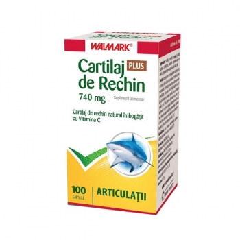 Cartilaj de Rechin Plus 740 mg cu vitamina C, 100 cps, Walmark
