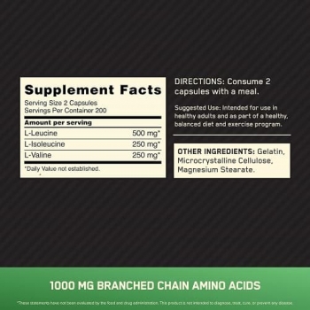 Aminoacizi ON BCAA 1000, Optimum Nutrition, 200 capsule