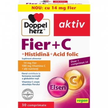 Fier + Vitamina C + Acid Folic, 30 comprimate, Doppelherz
