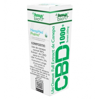 Ulei Ozonat de Canepa CBD 1000 mg Full Extract + Turmeric 200 mg, 10 ml, HempMed