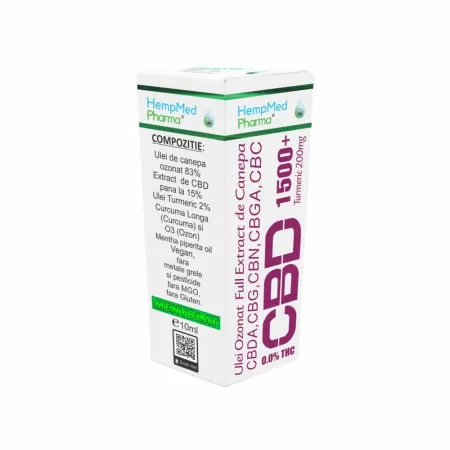 Ulei Ozonat cu CBD 1500 mg + Turmeric 200 mg, 10 ml, HempMed