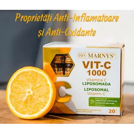 Vitamina C Lipozomala, 1000 mg, Marnys, 20 fiole