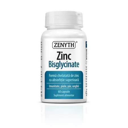 Zinc Bisglicinat, cu absorbție crescută, 60 capsule, Zenyth