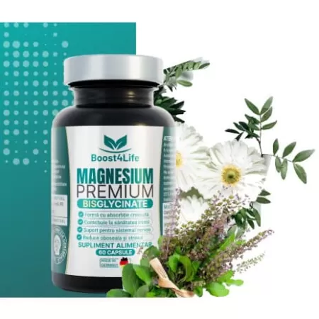 Magneziu Bisglicinat Premium, Boost4Life, 60 capsule