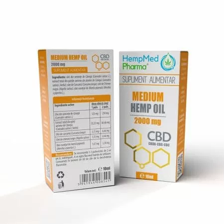Ulei CBD Brainbooster, 2000 mg, HempMed Pharma, 10 ml
