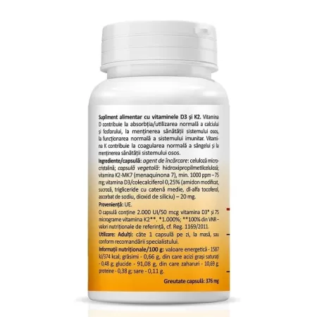 Vitamina D3 2000Ui + K2, Zenyth, 30 capsule