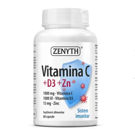 Vitamina C +D3 +Zn, Zenyth, 60 capsule