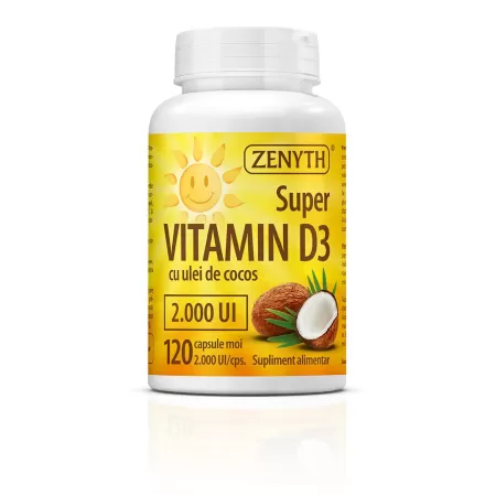 Super Vitamina D3 2000UI, Pachet 120 + 30 capsule, Zenyth