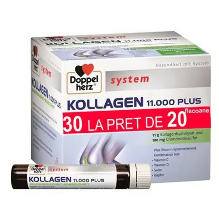 Colagen lichid Doppelherz Kollagen 11000 plus, 30 fiole (la pret de 20)