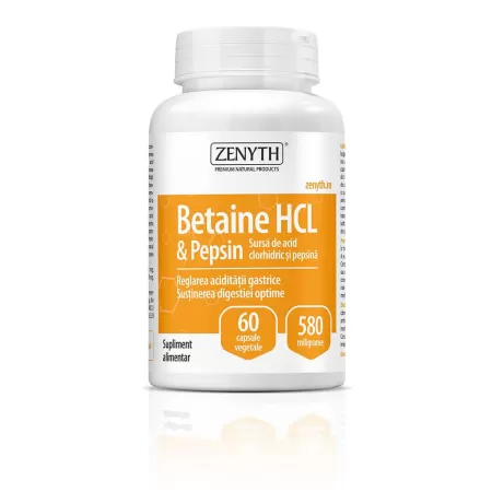 Betaine HCL si Pepsin, 60 capsule, Zenyth