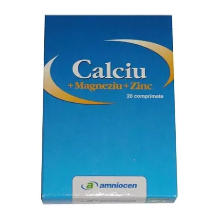 Calciu+Magneziu+Zinc, 20 comprimate, Amniocen