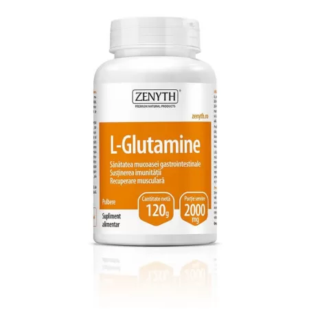L-glutamina pulbere, 120 g, Zenyth