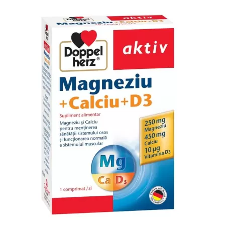 Magneziu + Calciu + D3, Doppelherz, 30 comprimate