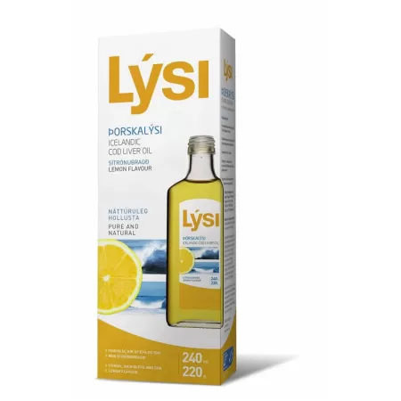 Ulei din ficat de cod cu aroma de lamaie, 240 ml, Lysi