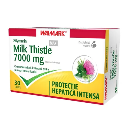 Silymarin Milk Thistle MAX 7000mg, 30 comprimate, Walmark