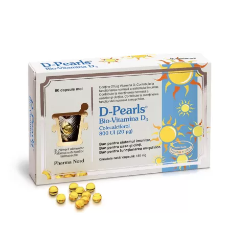 Bio Vitamina D3 800ui, D-Pearls, 80 cps, Pharma Nord