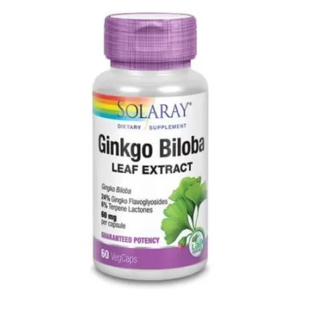 Ginkgo Biloba 60mg Secom, 60 capsule, Solaray