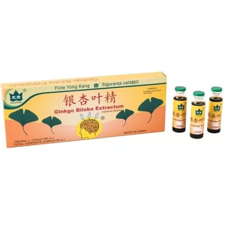 Supliment Ginkgo Biloba Yongkang, 10 fiole