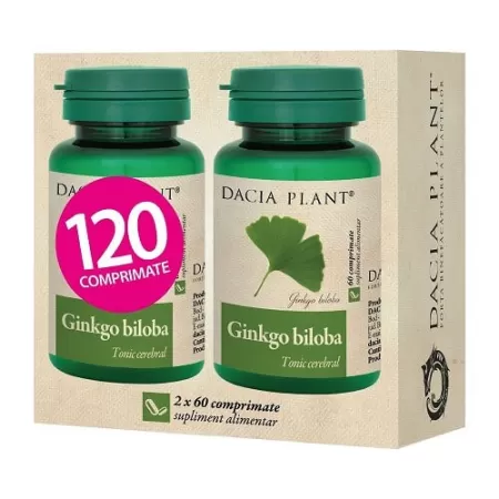 Pachet Ginkgo Biloba, Dacia Plant, 1+1, 60 comprimate
