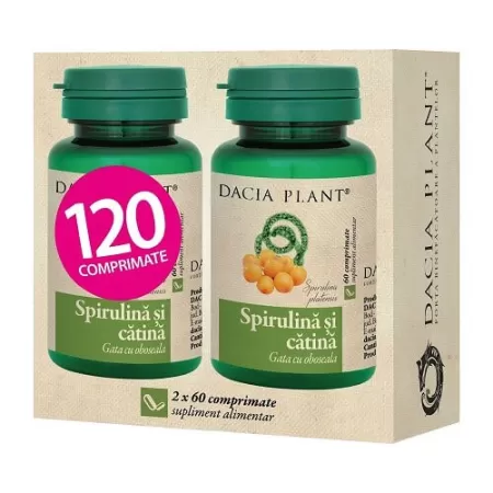Spirulina si Catina, Dacia Plant, 60 cpr, Pachet 1 + 1