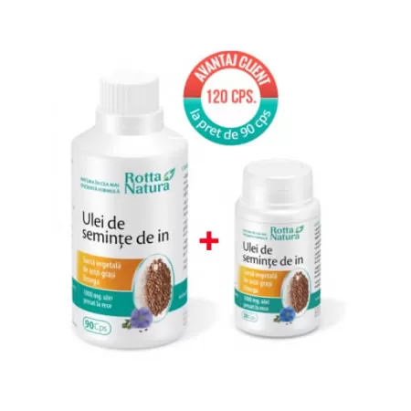 Ulei de seminte de In, Pachet 90 cps + 30 cps, Rotta Natura