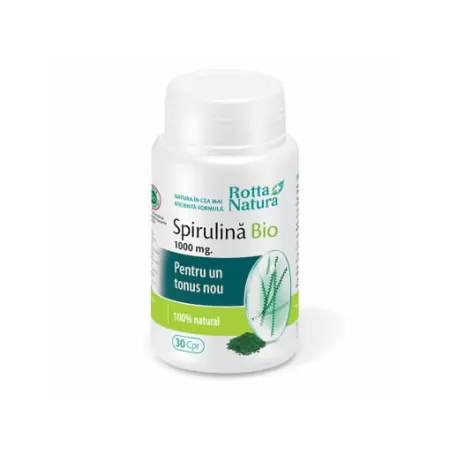 Spirulina Bio, 1000 mg, 30 comprimate, Rotta Natura