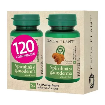 Spirulina si Ganoderma, 60 comprimate (Pachet 2 la pret de 1) Dacia Plant