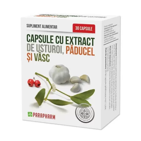 Capsule Bano cu extract de usturoi, paducel si vasc, 30 capsule, Parapharm