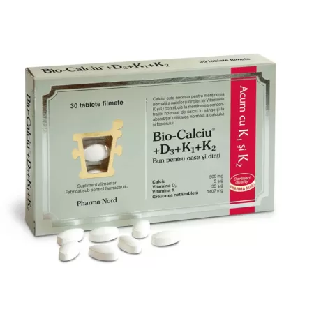 Bio-Calciu + D3 + K1 + K2, 30 tb, Pharma Nord